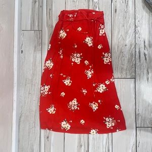 Red Floral Midi wrap skirt, Elodie Brand, size small
